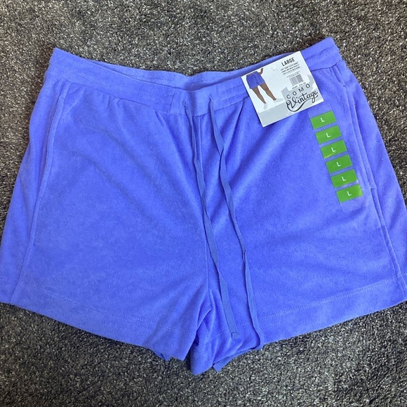 Como Vintage Women’s Soft Terry Periwinkle Blue Shorts sz L 3” Inseam NWT - Picture 1 of 3